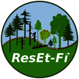 Linkziel: Link zum Beitrag mit dem Thema ResEt-Fi - Wegbereiter Wiederbewaldung; Bildinhalt: Ein rundes Logo bestehend aus dem Schriftzug "ResEt-Fi" und einer grafischen Darstellung von Wald und Tieren im Hintergrund.
