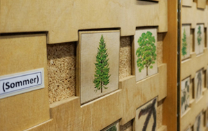 Holz-Memory-Spiel mit verschiedenen Baumarte