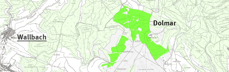 Markierung des Gebietes Dollmar; liegt östlich der Ortschaft Wallbach